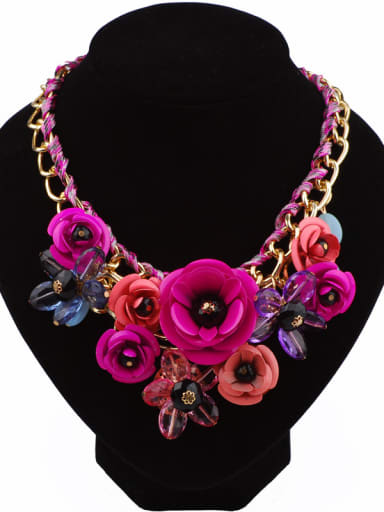 Exaggerated Colorful Iron Acrylic Flowers Alloy Necklace