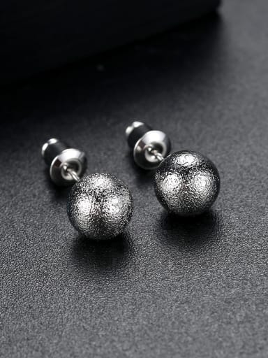 Copper With Silver Plated Simplistic Ball Stud Earrings