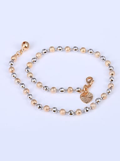 Simple Multi-tone Gold Plated Beads Anklet