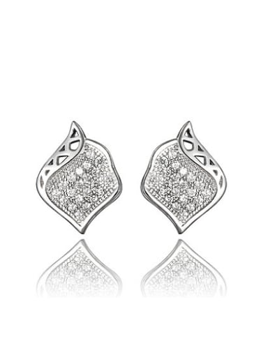 Exquisite White Gold Plated Geometric Shaped Zircon Stud Earrings