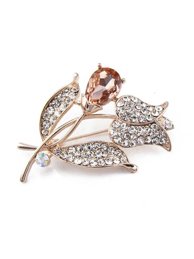 Rose Gold Plated Flower Crystals Brooch
