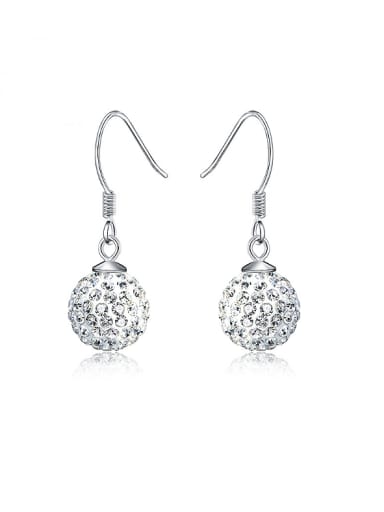 S925 Silver 18K White Gold Crystal hook earring