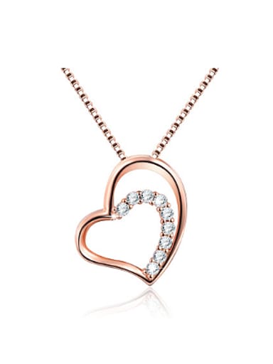925 Silver Rose Gold Plated Heart Shaped Zircon Necklace