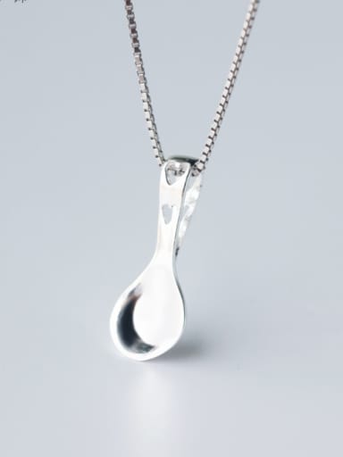 S925 silver mini cute spoon shape necklace
