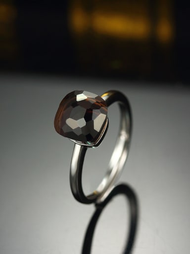 Simple Platinum Plated Crystal Ring