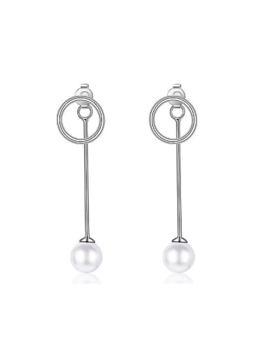 Simple Hollow Round Imitation Pearl Drop Earrings