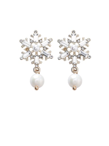 Alloy With Platinum Plated Simplistic Snowflake Drop Earrings