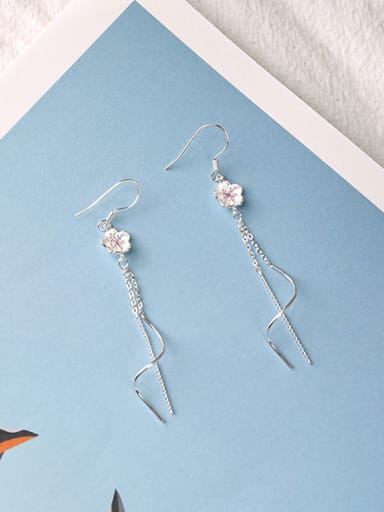 Fashion Flower Silver Drop Earrings