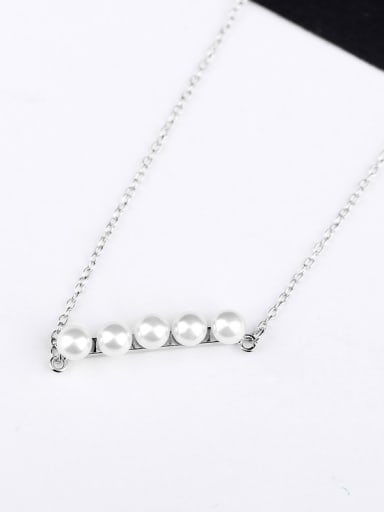 Simple Freshwater Pearls Silver Necklace