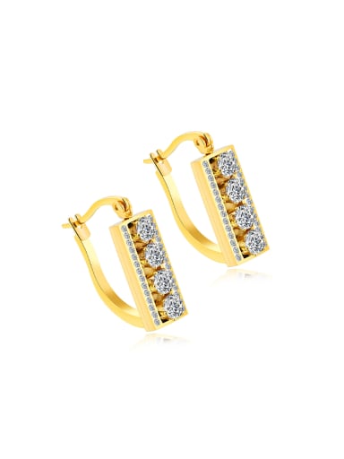 Fashion Gold Plated Cubic Zirconias Rectangular Stud Earrings