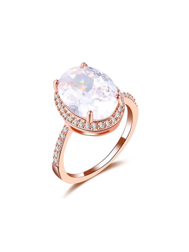 Rose Gold Plated Oval Shaped Zircon Ring