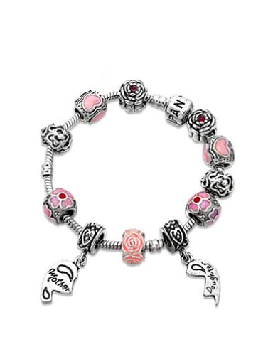 Elegant Pink Tag Shaped Enamel Beaded Bracelet