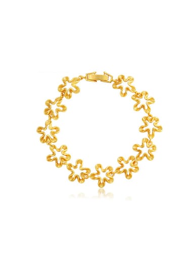 Copper Alloy 24K Gold Plated Retro style Flower Bracelet