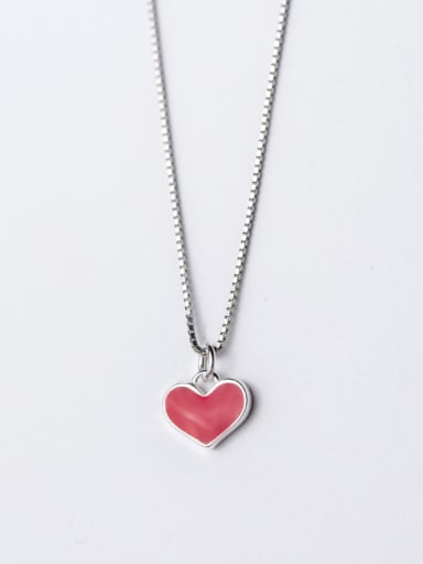 Lovely Red Heart Shaped S925 Silver Glue Pendant