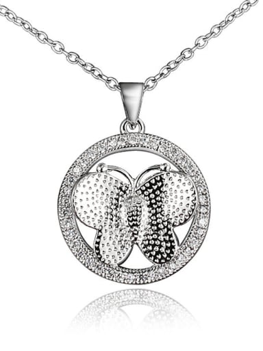 Delicate Platinum Plated Butterfly Shaped Zircon Necklace