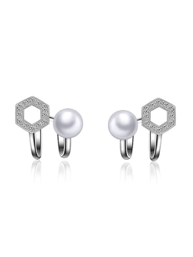 Fashion Imitation Pearl Tiny Zirconias Stud Earrings