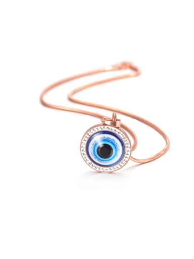 Female  Personality Blue Eyes Shaped Stainless Steel Necklace