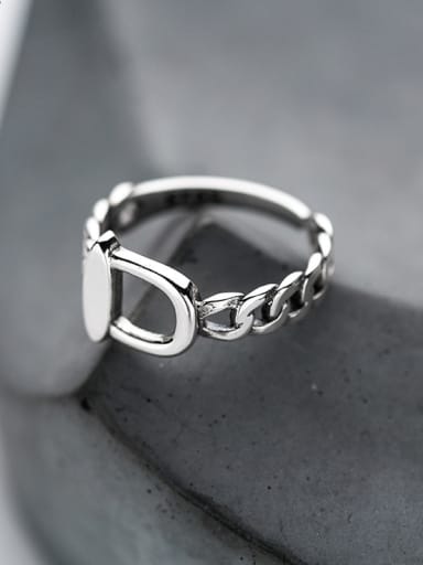Fashionable Hollow Chain Shaped S925 Silver Ring
