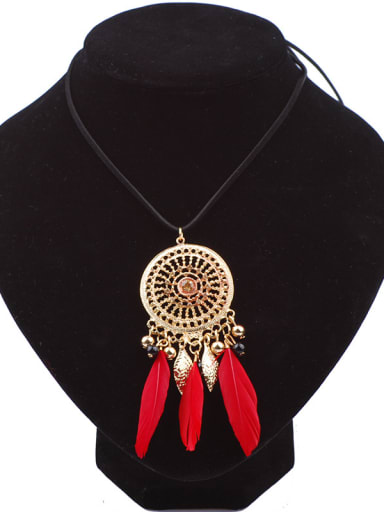 Bohemia style Exquisite Feathers Gold Plated Alloy Necklace