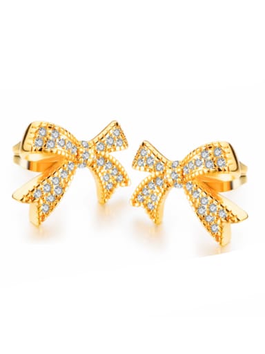 Copper With 18k Gold Plated Classic Bowknot Earrings
