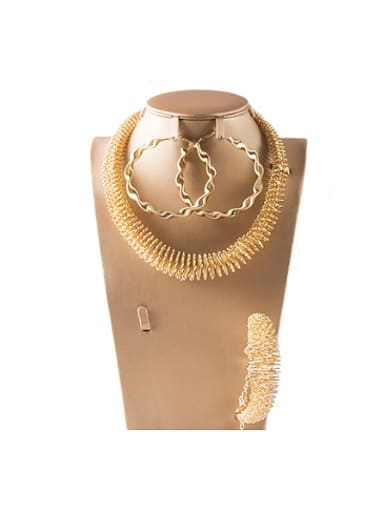 Exaggerated Gold Plated Three Pieces Jewelry Set