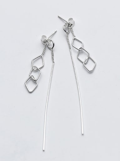 Exquisite Diamond Shaped S925 Silver Drop Earrings