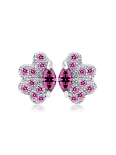 Small Flower Pink Zircons Fashion Stud Earrings