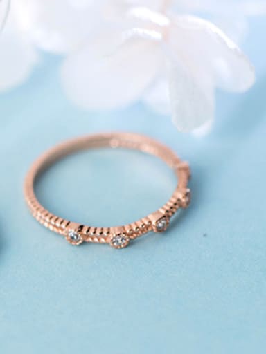 Fashionable Rose Gold Plated Geometric Rhinestone Ring