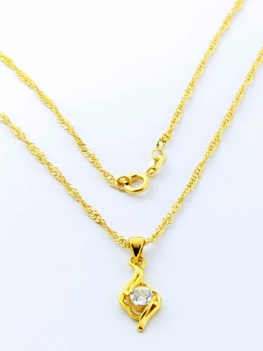 Women Elegant Heart Shaped Rhinestones 24K Gold Plated Necklace