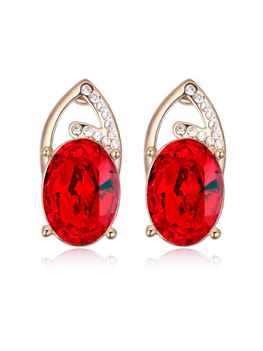 Personalized Oval austrian Crystal-accented Alloy Stud Earrings