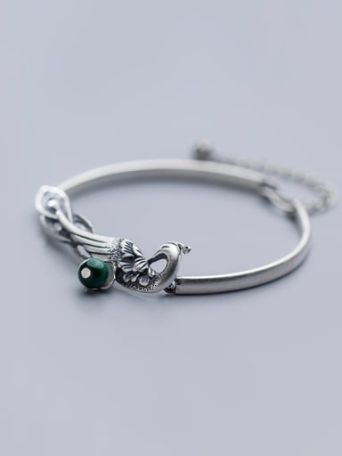 925 Sterling Silver With Silver Plated Personality peacock Geometric Bracelets