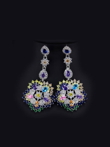 Exaggerate Colorful Flower Drop Chandelier earring