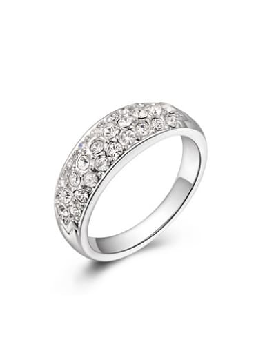 Platinum Plated Geometric Shaped Austria Crystal Ring