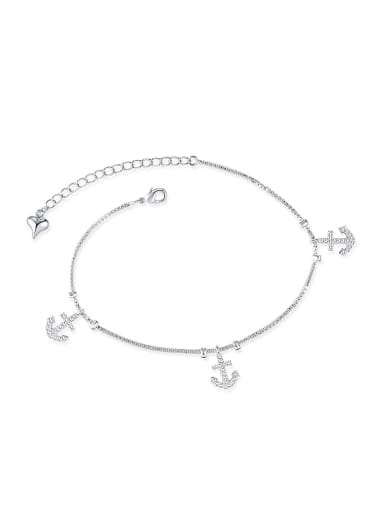 Simple Little Anchors Rhinestones Anklet