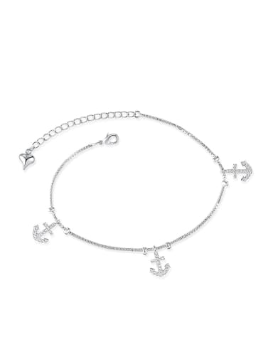 custom Simple Little Anchors Rhinestones Anklet