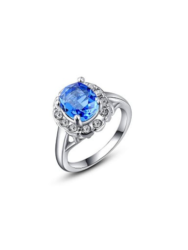 Exquisite Blue Round Shaped Austria Crystal Ring