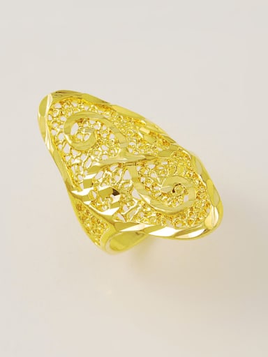 Exaggerated Hollow Geometric Design 24K Gold Plated Ring
