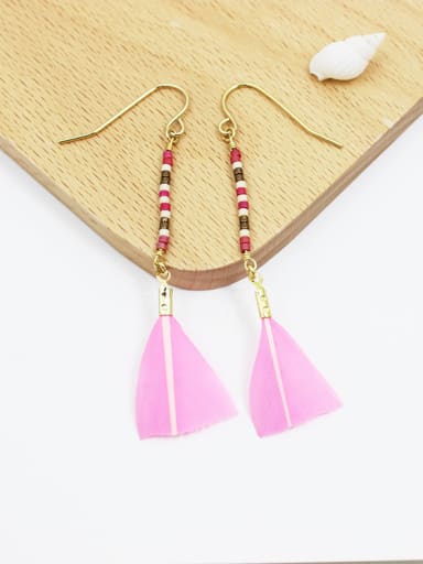 Temperament Geometric Shaped Feather Glass Earrings