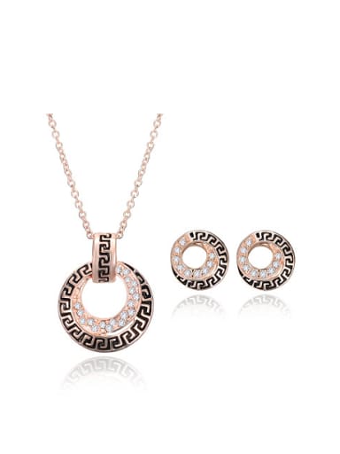 2018 Alloy Rose Gold Plated Fashion Rhinestones Round-shaped Two Pieces Jewelry Set