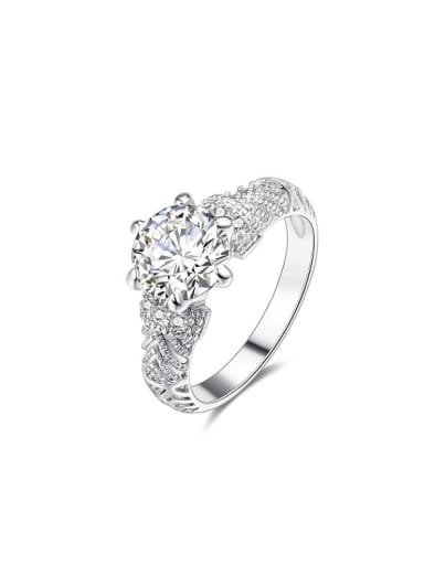 All-match White Gold Plated Round Shaped Zircon Ring