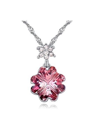 Flowery austrian Crystals Pendant Alloy Necklace