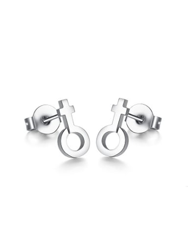 Personality High Polished Geometric Stainless Steel Stud Earrings