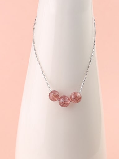 Simple Pink Crystal Beads Necklace