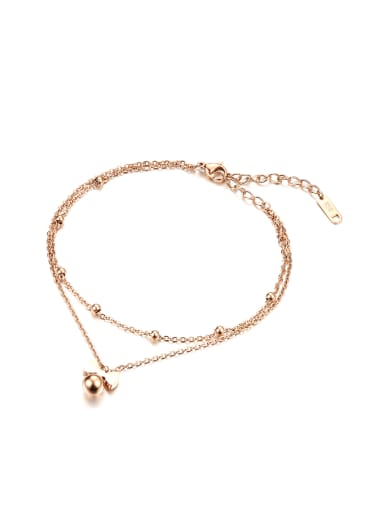 Simple Little Bowknot Beads Rose Gold Plated Titanium Anklet