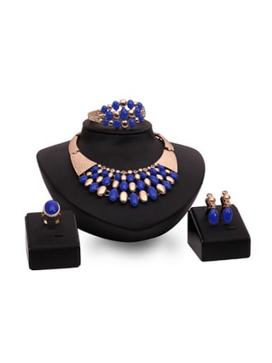 Alloy Imitation-gold Plated Fashion Enamel Four Pieces Jewelry Set