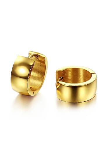 Simple Gold Plated Smooth Titanium Clip Earrings