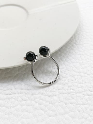 Pure silver turns agate personality free size ring