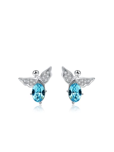 Lovely Small Angel Crystal Stud Earrings