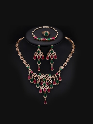 Exaggerate Colorful Stones Two Pieces Jewelry Set