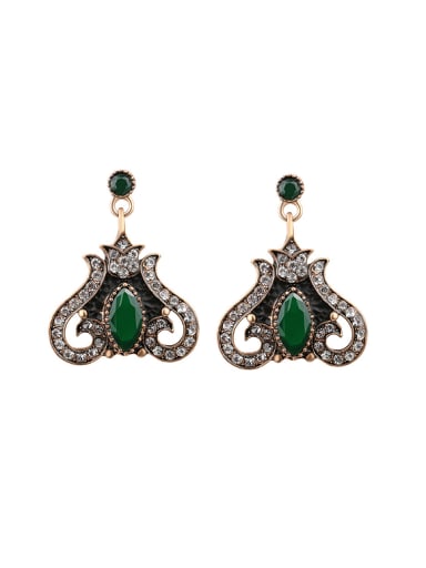Antique Gold Plated Resin stones Rhinestones Alloy Earrings
